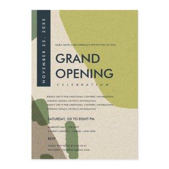 MODERN ABSTRACT ART LIME GREEN GRAND OPENING EVENT INVITATION