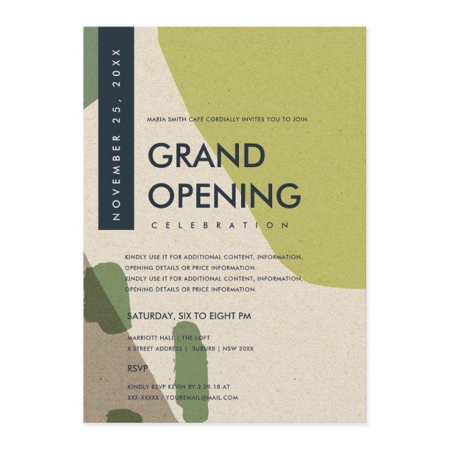 MODERN ABSTRACT ART LIME GREEN GRAND OPENING EVENT INVITATION