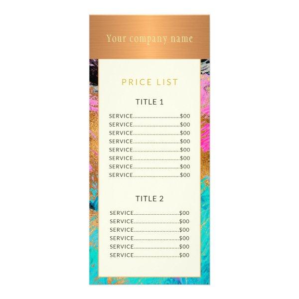 Modern abstract art painting copper gold pricelist rack card