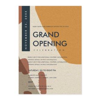MODERN ABSTRACT ART RUST ORANGE GRAND OPENING INVITATION