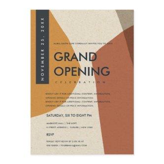 MODERN ABSTRACT ART RUST ORANGE GRAND OPENING INVITATION