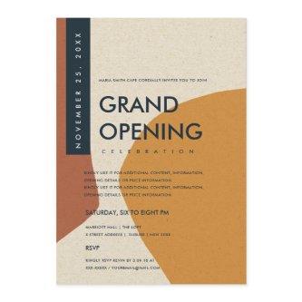 MODERN ABSTRACT ART RUST ORANGE GRAND OPENING INVITATION