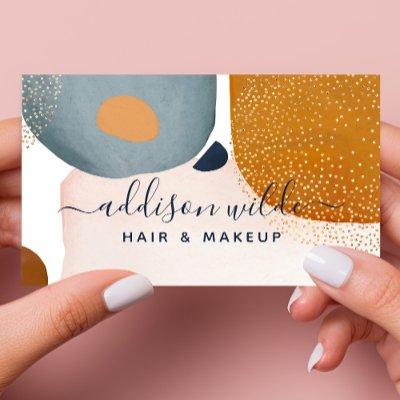 Modern Abstract Circle Gold Confetti Blush Navy
