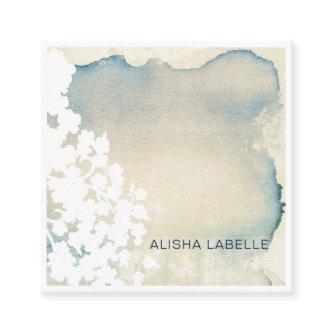 Modern Abstract Cream & Blue Watercolor Wash Square