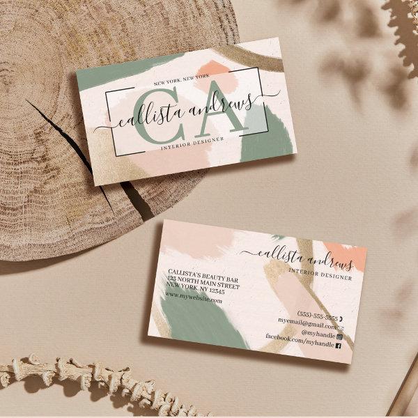 Modern Abstract Earth Tones Gold Signature Script