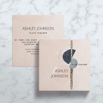 Modern Abstract Flute Teacher Blush & Navy Square Square