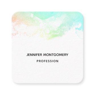 Modern Abstract Green & Blue Watercolor Swirls Square