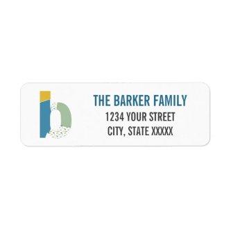 Modern Abstract Letter B Monogram Initial Address Label