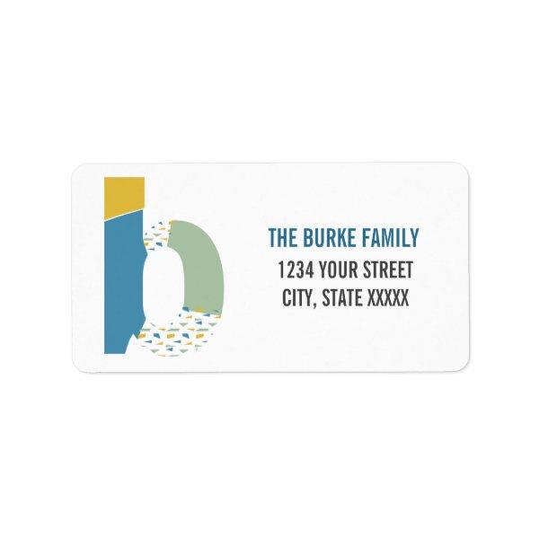 Modern Abstract Letter B Monogram Initial Address Label