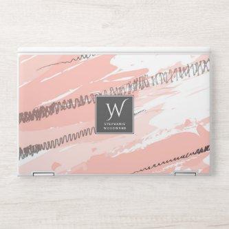 Modern Abstract Pink White Gray Monogram HP Laptop Skin