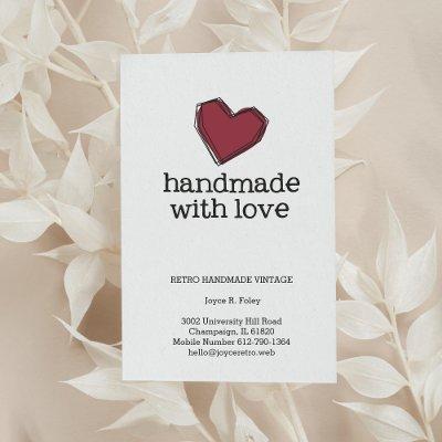 Modern Abstract Red Heart Handmade with Love Quote