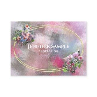 Modern Abstract Watercolor Flowers Gold Frame Top