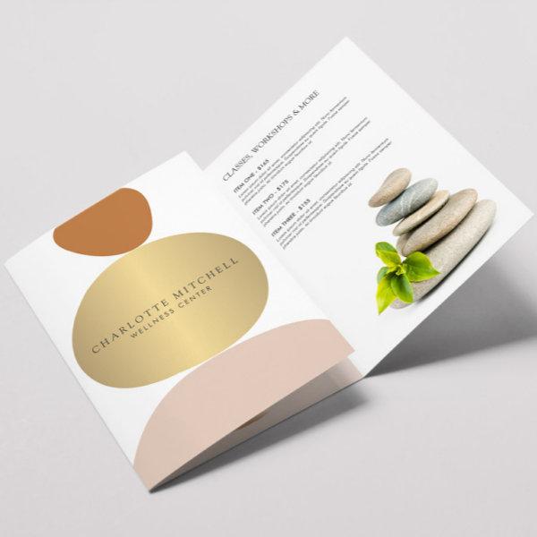 Modern Abstract Zen Stones Gold Wellness Brochure