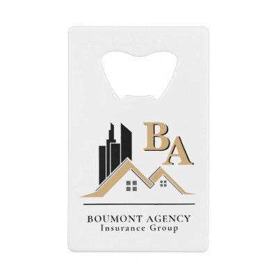 Modern Add Your Own Logo Professional Black Gold Credit Card Bottle Opener