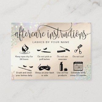 Modern  aftercare card eyelash extensions icons