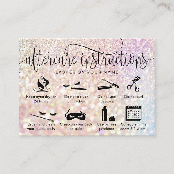 Modern aftercare card eyelash extensions icons