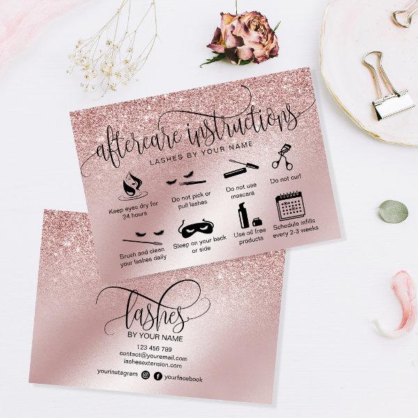 Modern aftercare card eyelash extensions icons