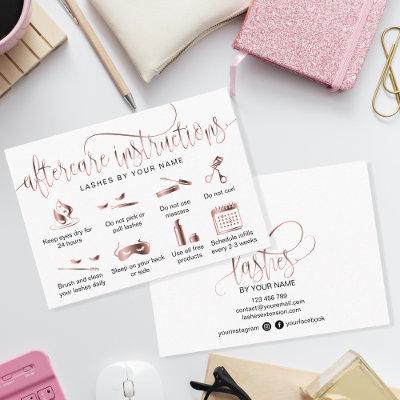 Modern aftercare card eyelash extensions icons