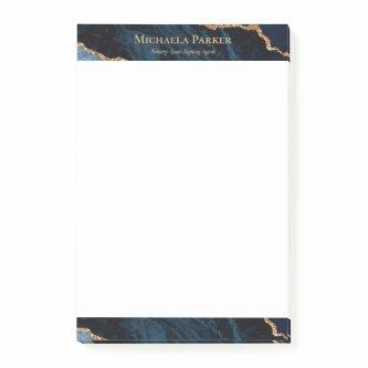 Modern Agate Navy Blue Gold Geode Business Post-it Notes