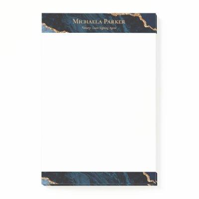 Modern Agate Navy Blue Gold Geode Business Post-it Notes