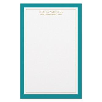 Modern And Elegant Teal And White Personalized Stationery
