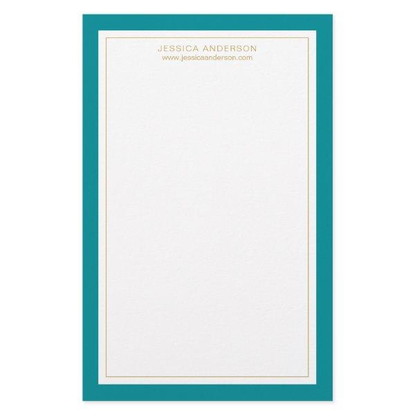 Modern And Elegant Teal And White Personalized Stationery
