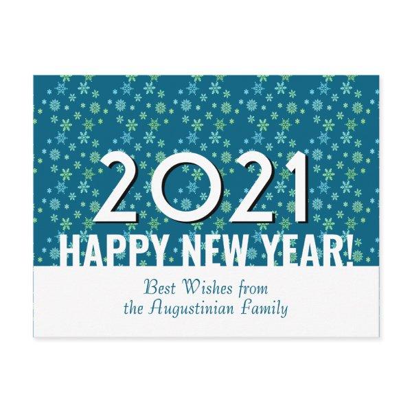 Modern ANY YEAR Snowflakes Happy New Year | 2021 Postcard