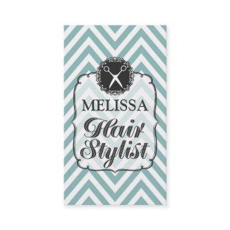 Modern Aqua White Chevron Hair Stylist Cards