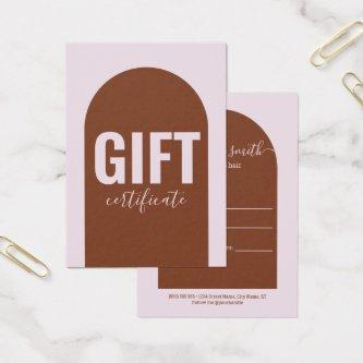 Modern Arch Earth Tones Business Gift Certificate