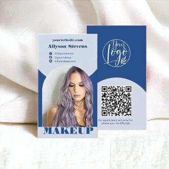 Modern arch makeup blue photo qr code logo