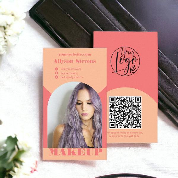 Modern arch makeup peach photo qr code logo