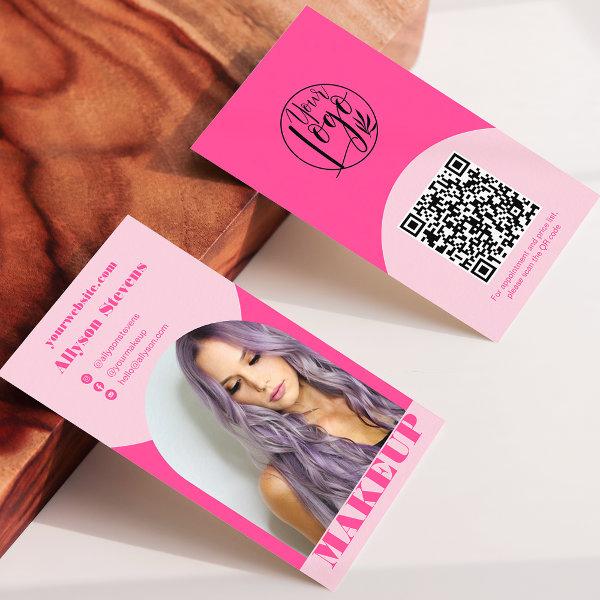 Modern arch makeup pink photo qr code logo