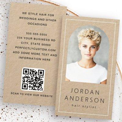 Modern arch photo thin border QR code Kraft paper