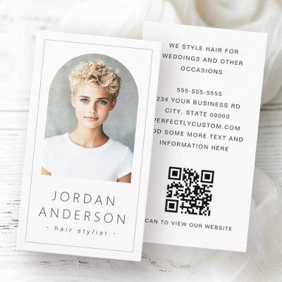 Modern arch photo thin border QR code white