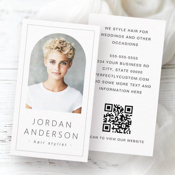 Modern arch photo thin border QR code white