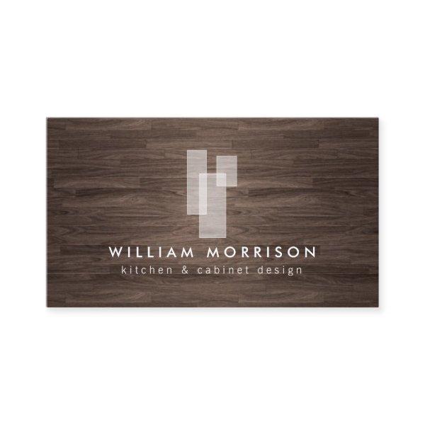 Modern Architectural Blocks Logo II on Dark Wood