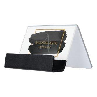 Modern Artistic Watercolor and Gold  Desk  Holder