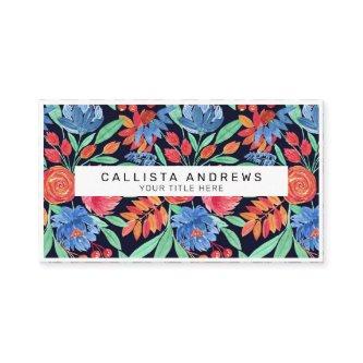 Modern Artsy Coral Blue Floral Watercolor Pattern