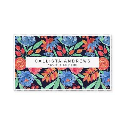 Modern Artsy Coral Blue Floral Watercolor Pattern