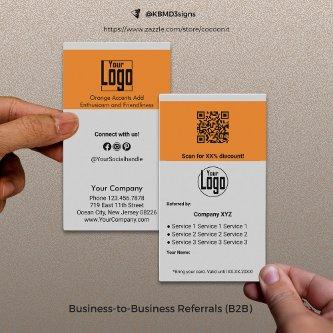 Modern B2B Services QR Code Gray  Referral Card