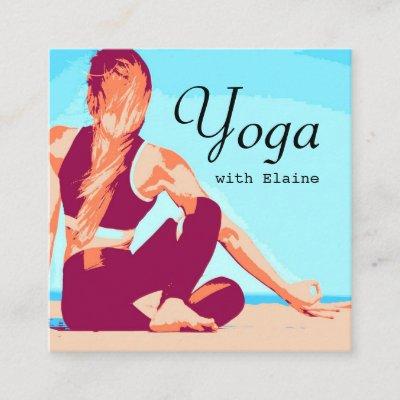 Modern Beach Yoga Instructor Female Pose Square