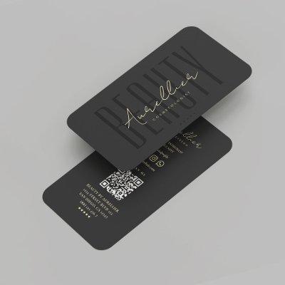 Modern Beauty Salon Cosmetologist Black Script