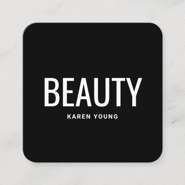 Modern beauty salon trendy plain black chic makeup square