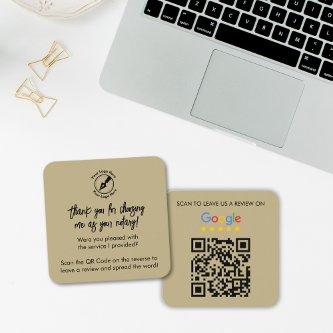 Modern Beige Google Review QR Code Notary Logo Square