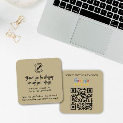 Modern Beige Google Review QR Code Notary Logo Square