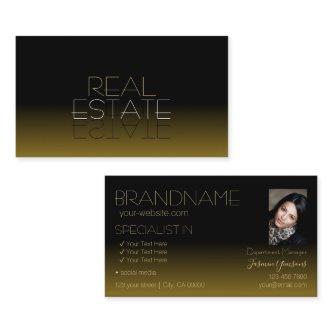 Modern Black and Brown Chic Mirror Font with Photo