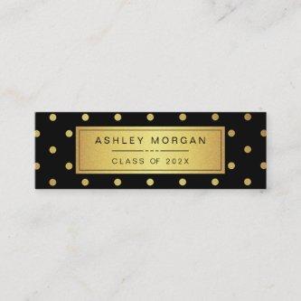 Modern Black and Gold Glitter Graduation Name Card
