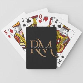 Modern Black and Gold Initials Elegant Monogrammed Playing Cards