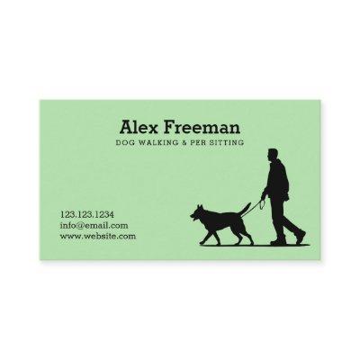 Modern Black and Green Dog Walker Silhouette