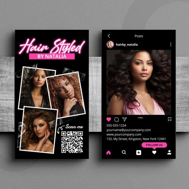 Modern Black and Pink Hair Stylist Instagram Post
